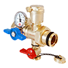 Integrated Adapter Valve with Isolation Valve, Air Vent, Fill & Purge, and Sensor; Red and Blue Pair; for M-8000, M-8100, & M-8200 Brass Manifolds