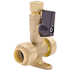 Insta-Loc II No Lead, DZR Forged Brass Drop Ear Tee with 3/8" Compression Connection Valve