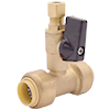 Insta-Loc II No Lead DZR Forged Brass Push-Fit Tee with Icemaker Connection Valve