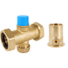 LegendConnect Forged Brass Three-Way Mixing Valve Body with Isolation Valve FNPT Connectors