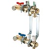 Modular Brass Manifold Thermometer Kit; Includes all required pieces to create a 2-Port Modular Manifold with FNPT Isolation Valves with Thermometers