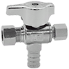 No Lead Chrome-Plated Forged Brass 1/4-Turn F1807 x OD x OD Dual Outlet Angle Stop Valve