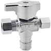 No Lead Chrome-Plated Forged Brass 1/4-Turn F1960 x OD x OD Dual Outlet Angle Stop Valve