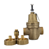 No Lead Cast Brass Pressure Reducing Valve Kit with Brass Bonnet, Crimp/Cinch PEX Union Adapters, & Compression Relief Valve